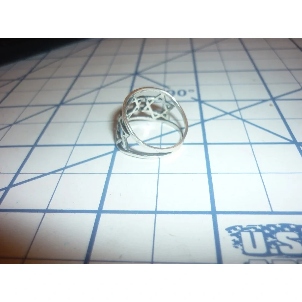 Sterling Silver Star of David Ring 925 Judaica Magen David Eternity Band sz 7.5
